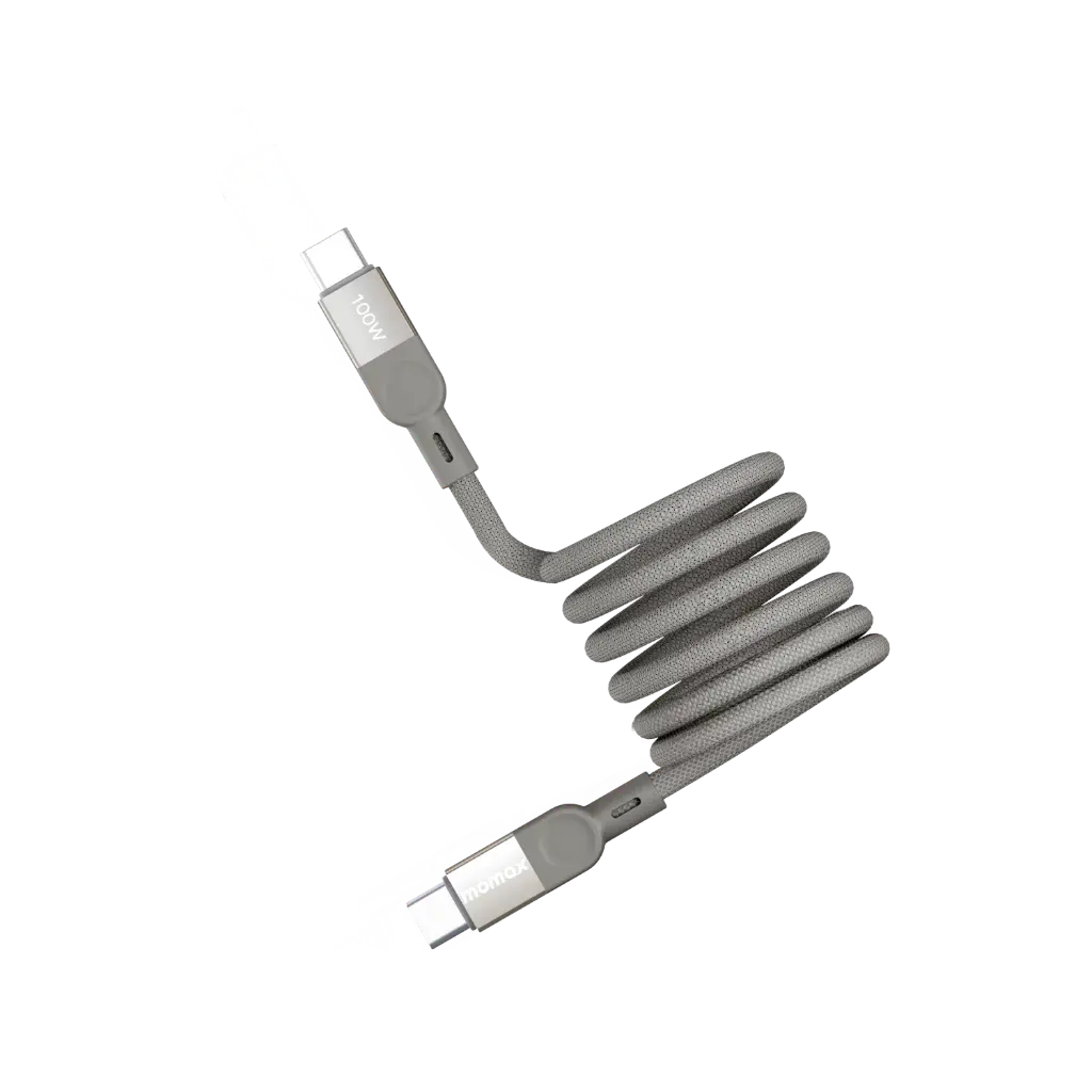 موماكس كابل Elite Mag Link مغناطيسي USB-C إلى USB-C بقدرة 100 واط وطول 1 متر – تيتانيوم