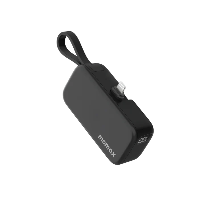 Momax 1-Power Mini 5000mAh 3in1 Power Bank With Lightning Plug Black