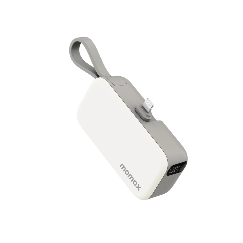 Momax 1-Power Mini 5000mAh 3in1 Power Bank With Lightning Plug White