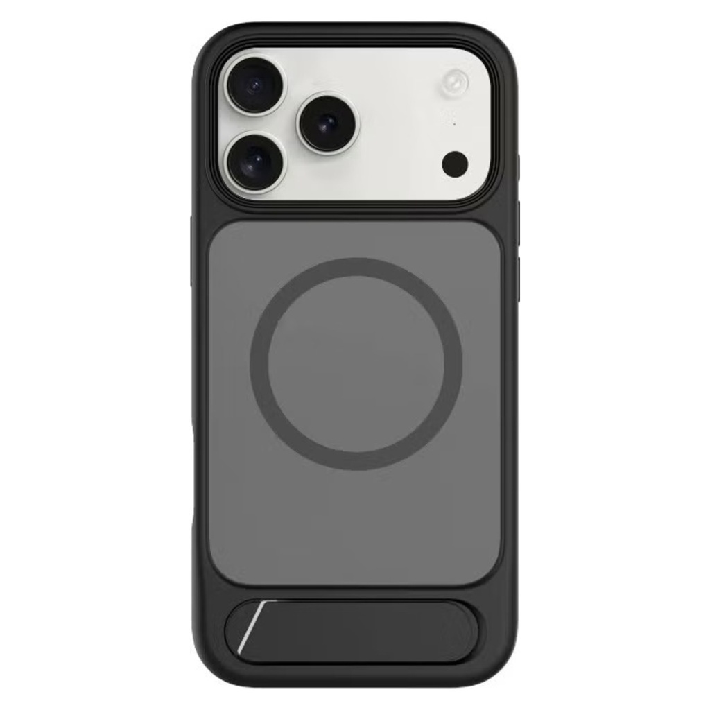 Levelo Matteo Case with Bottom Stand Grip لـ iPhone 17 Pro Max – أسود