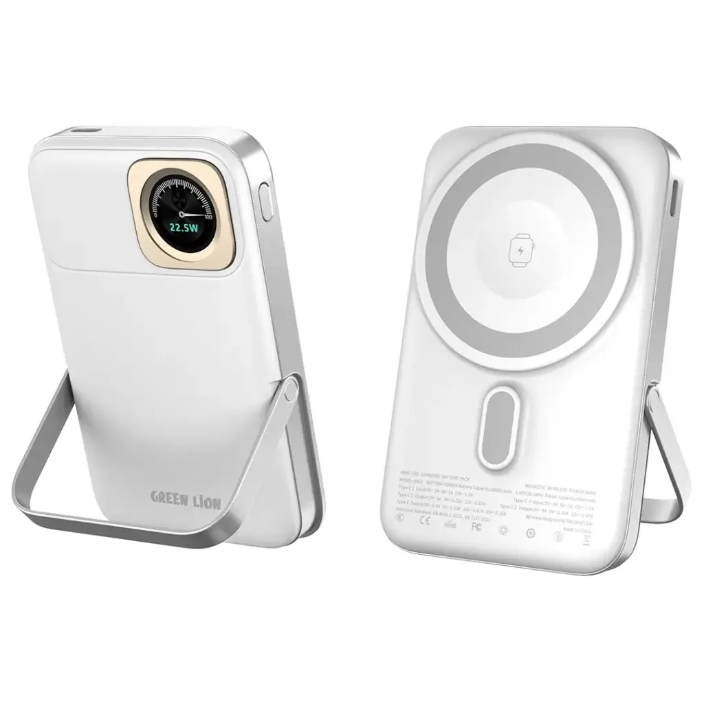 Green Lion Volt Gauge 10000mAh Power Bank PD 22.5W - White