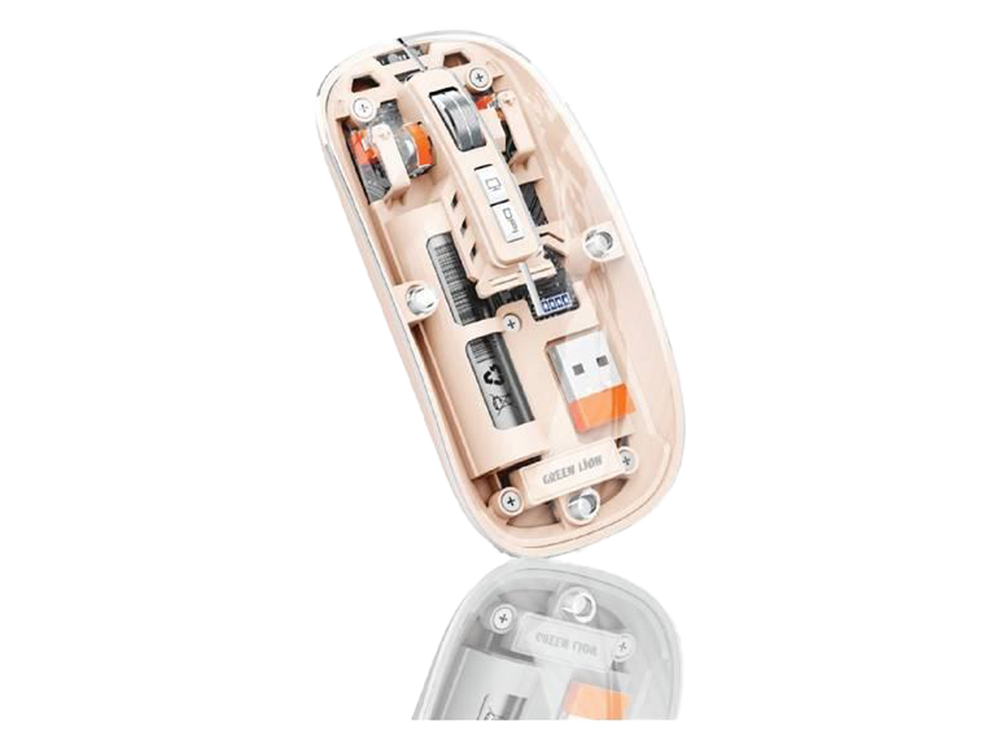 Green Lion Transparent Wireless, Bluetooth & Rechargeable Mouse 2 1600DPI - Pink