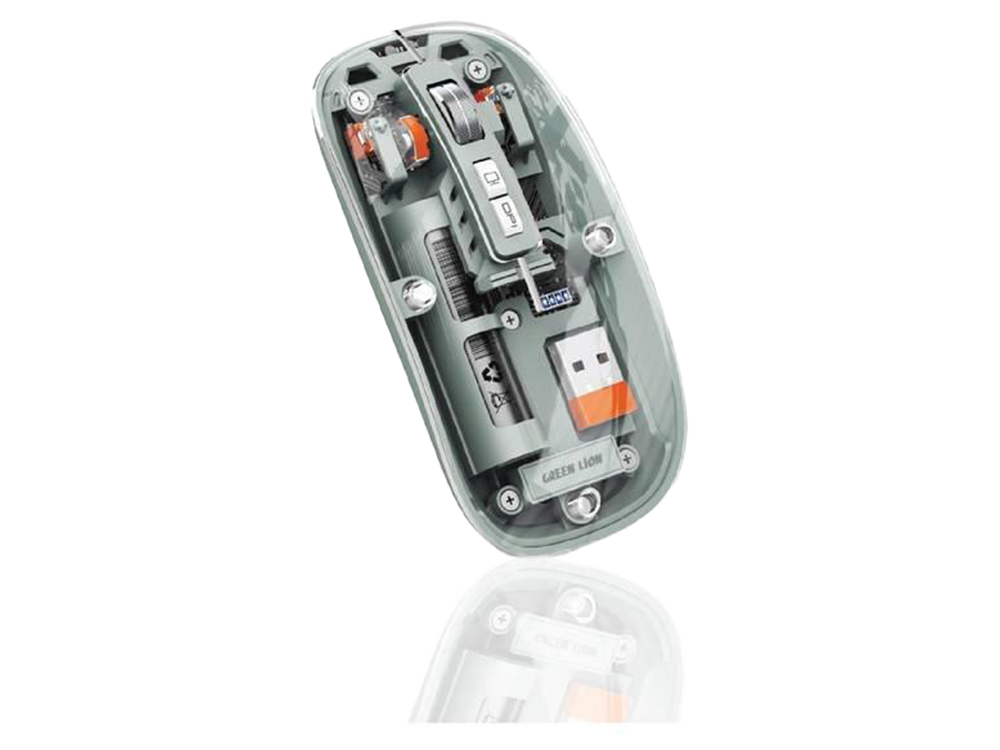 Green Lion Transparent Wireless, Bluetooth & Rechargeable Mouse 2 1600DPI - Green