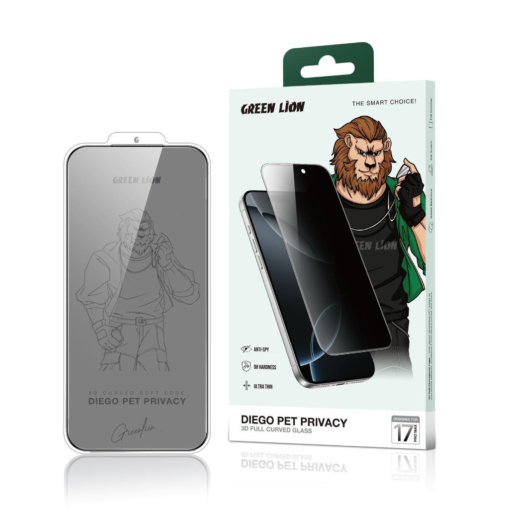 Green Lion Diego Pet HD Screen Protector for iPhone 17 Pro - Privacy