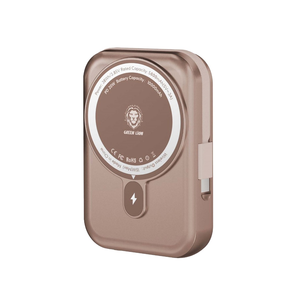 بنك الطاقة Green Lion Monaco بسعة 10000 مللي أمبير مع تقنية MagSafe - لون تيتانيوم صحراوي