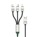 Green Lion 3-in-1 Cable Braided USB-A to C+C+L - Black + Dark Green