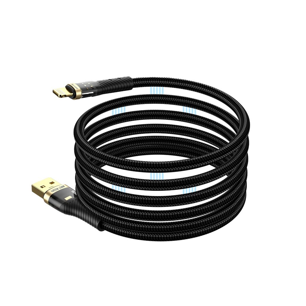 كابل مغناطيسي من جرين ليون USB-A إلى لايتنينغ بطول 1 متر - أسود