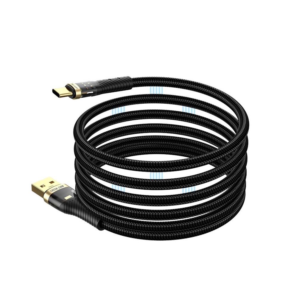 Green Lion Magnetic Cable USB-A to USB-C 1M - Black