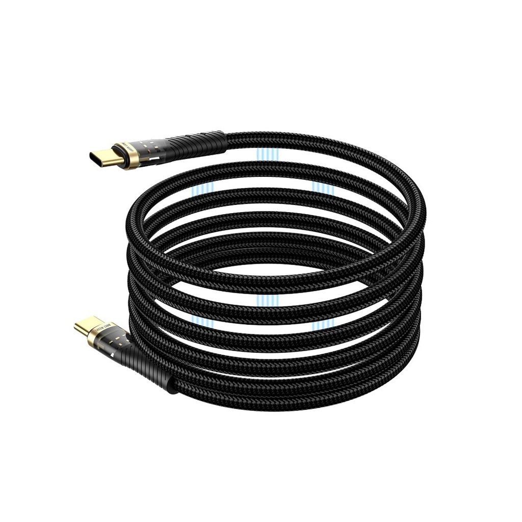 كابل مغناطيسي من Green Lion USB-C إلى USB-C بطول 1 متر - أسود