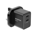 Momax 35W 2 Port Gan Mini Wall Charger Black