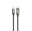كابل USB-C إلى Lightning مضفر LED من Green Lion - أسود