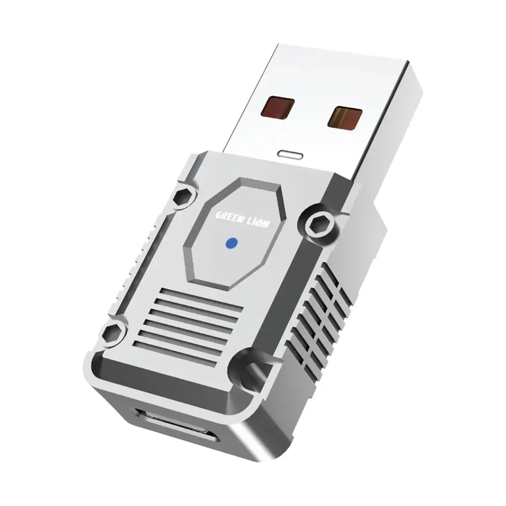 محول OTG من جرين ليون USB-A إلى USB-C بقوة 120 واط - فضي