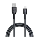 كابل Powerology USB-A إلى Lightning لمزامنة البيانات والشحن بطول 1.2 متر، أسود