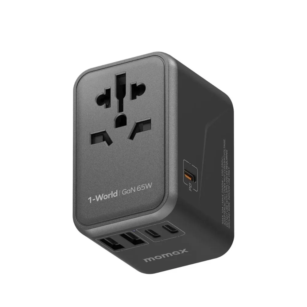 Momax 1-World 20W 3 Port Ac Travel Adaptor Black