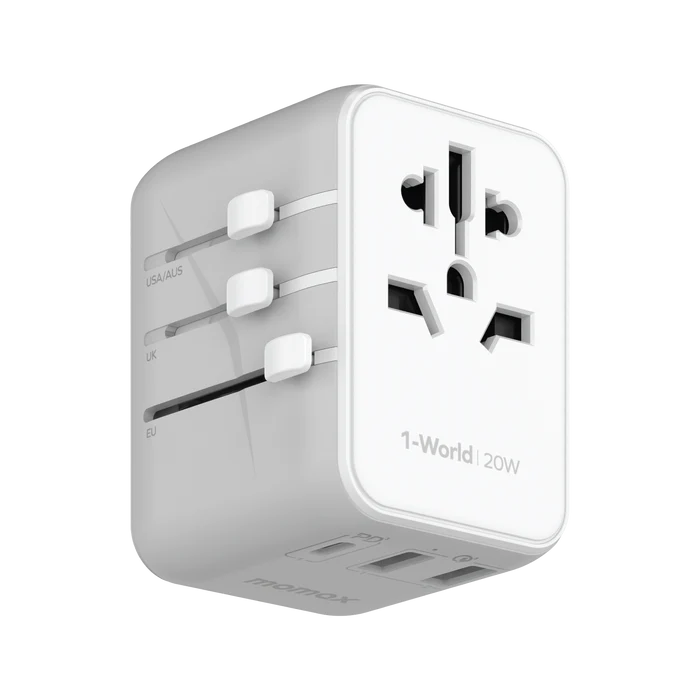 Momax 1-World 20W 3 Port Ac Travel Adaptor White