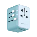 Momax 1-World 20W 3 Port Ac Travel Adaptor Blue