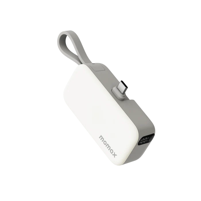 بنك طاقة موماكس 1-باور ميني 5000 مللي أمبير/ساعة 3 في 1 مع قابس USB-C أبيض