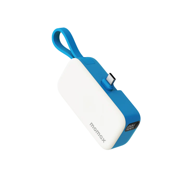 بنك طاقة موماكس 1-باور ميني 5000 مللي أمبير/ساعة 3 في 1 مع قابس USB-C أزرق