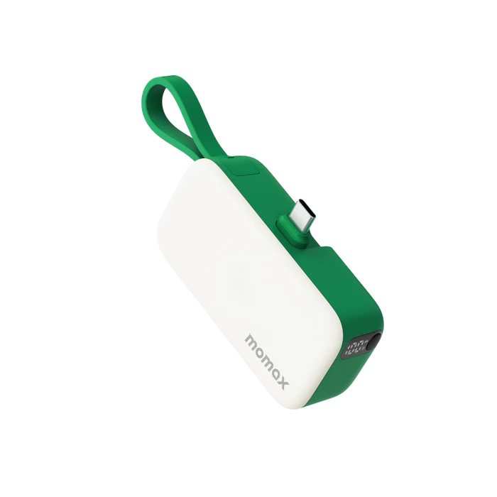 بنك طاقة موماكس 1-باور ميني 5000 مللي أمبير/ساعة 3 في 1 مع قابس USB-C، أخضر