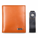 FZONE Leather Wallet Folded Card Holder Magnet – بني