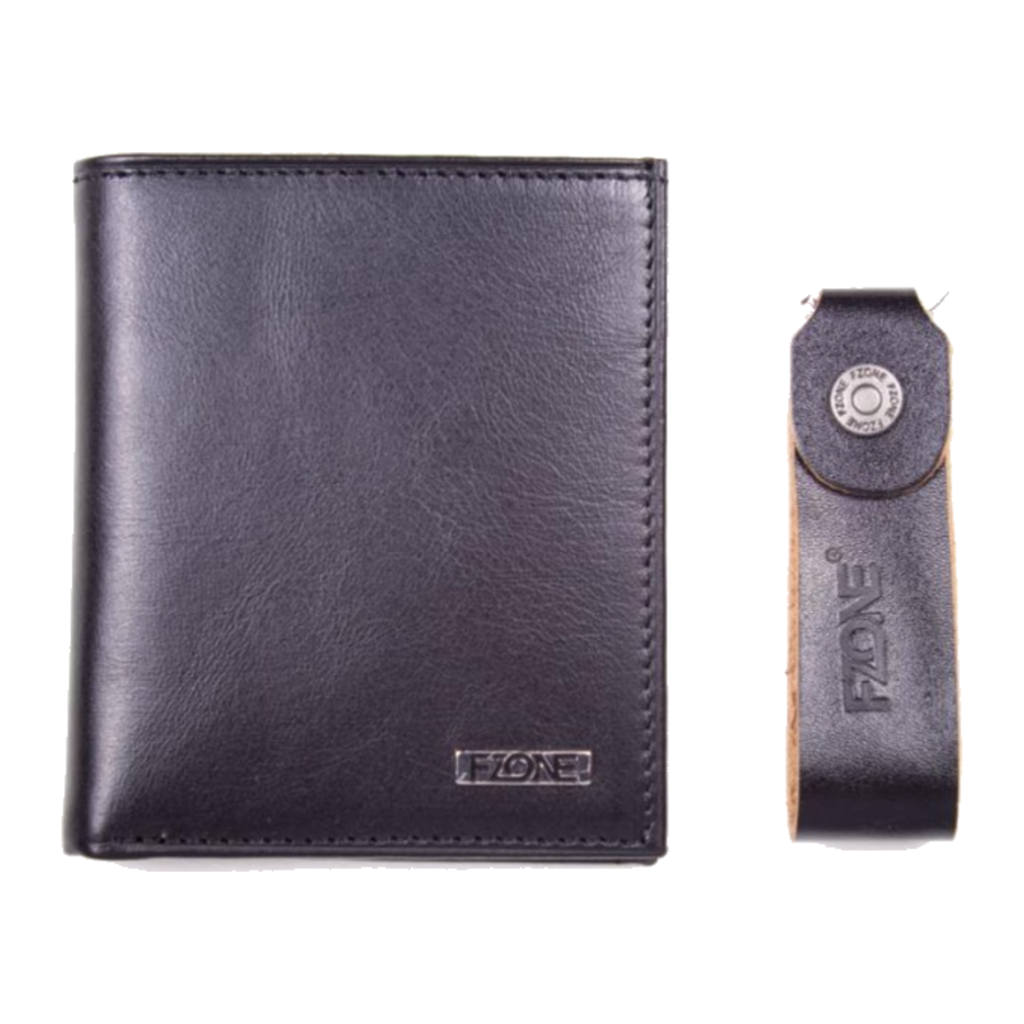 FZONE Leather Wallet Folded Card Holder Magnet – أسود