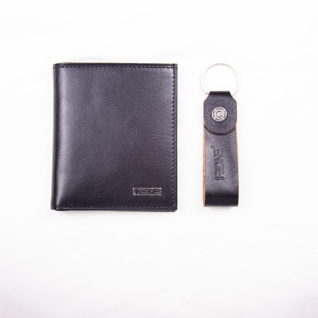 Fzone Leather Wallet Folded Card Holder Magnet - Black