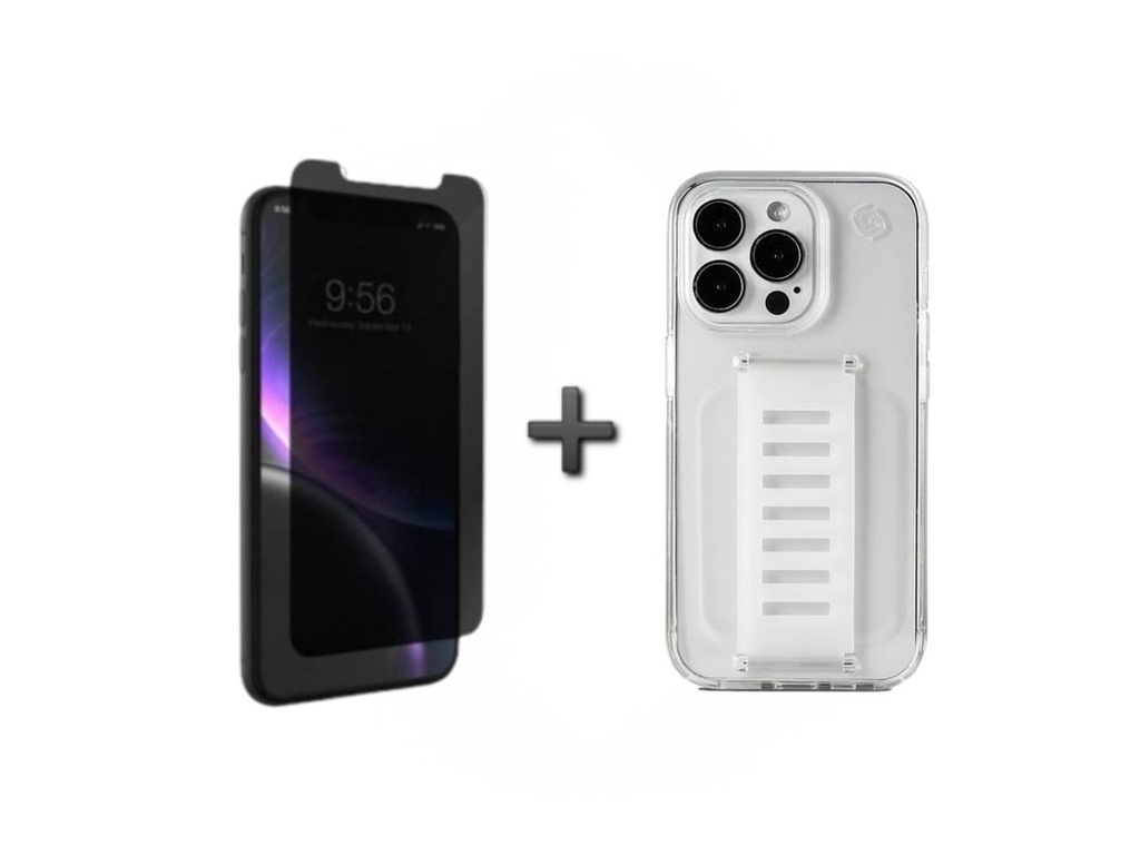 Grip2U Anti-Microbial Privacy Screen Protection Grip2U Slim Case for iPhone 12/12 Pro
