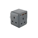 Momax Oneplug 3 Outlet Cube Extension Socket With USB Gray