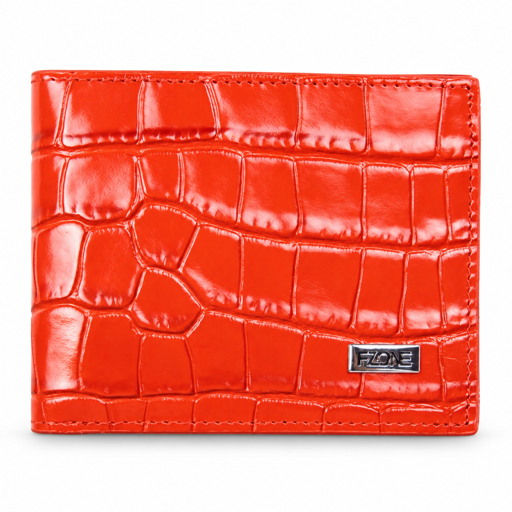 FZONE Expert Croco Leather Bifold Wallet – Red