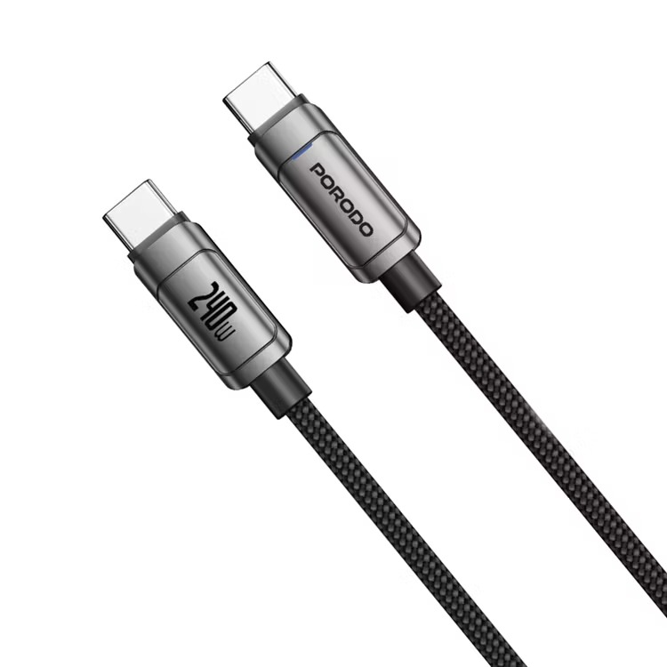 Porodo PowerSync 240W High-Speed USB-C Cable - Gray