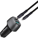 شاحن سيارة Porodo بمنفذين 38 واط مع كابل مضفّر USB-C إلى Lightning – أسود