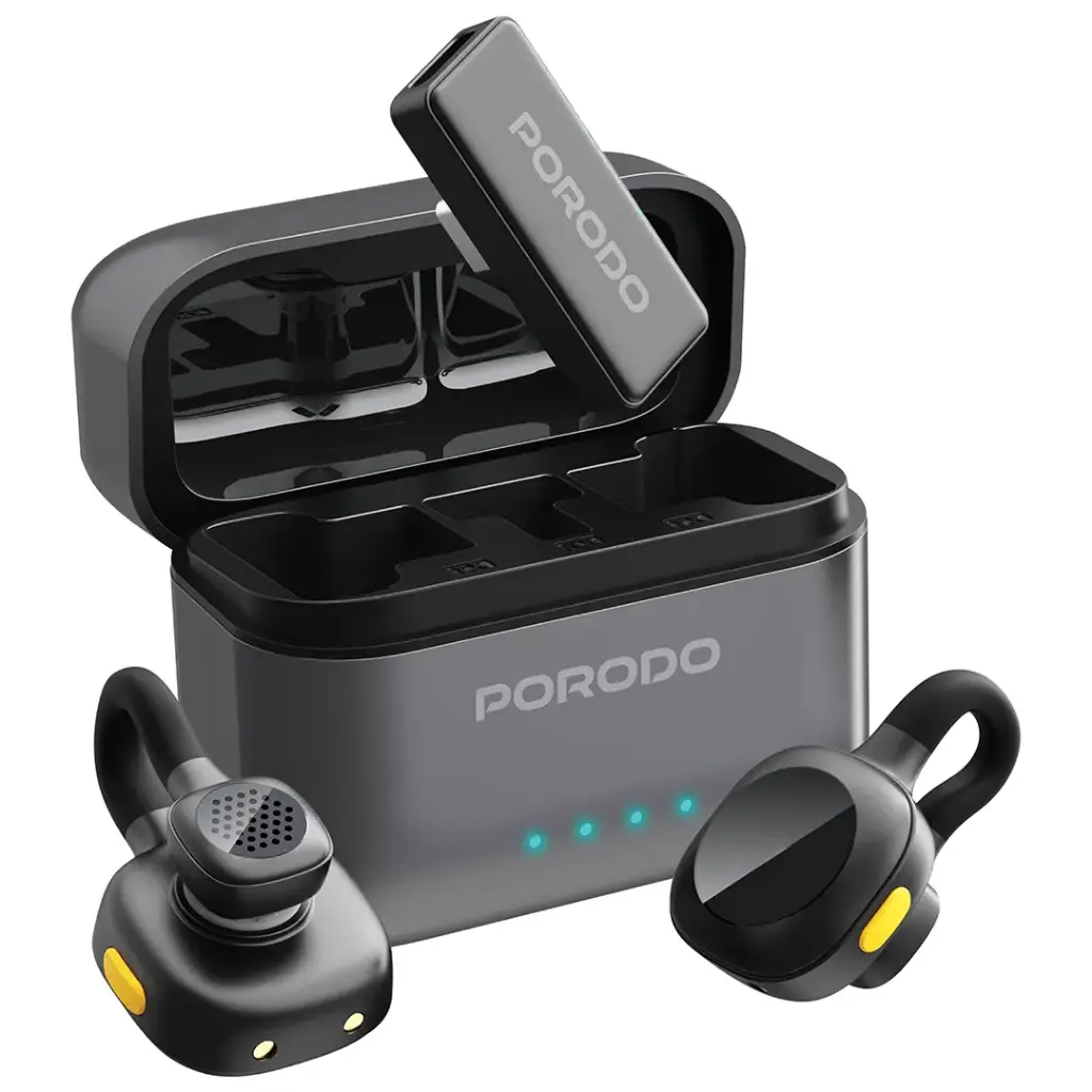 موصل ميكروفون Porodo Movo Lavalier من النوع C - أسود