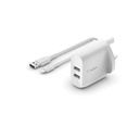 Belkin BoostCharge Dual USB-A Wall Charger 24W + Lightning to USB-A Cable