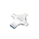 محرك أقراص فلاش USB 4 في 1 من Green Lion بسعة 128 جيجابايت - فضي