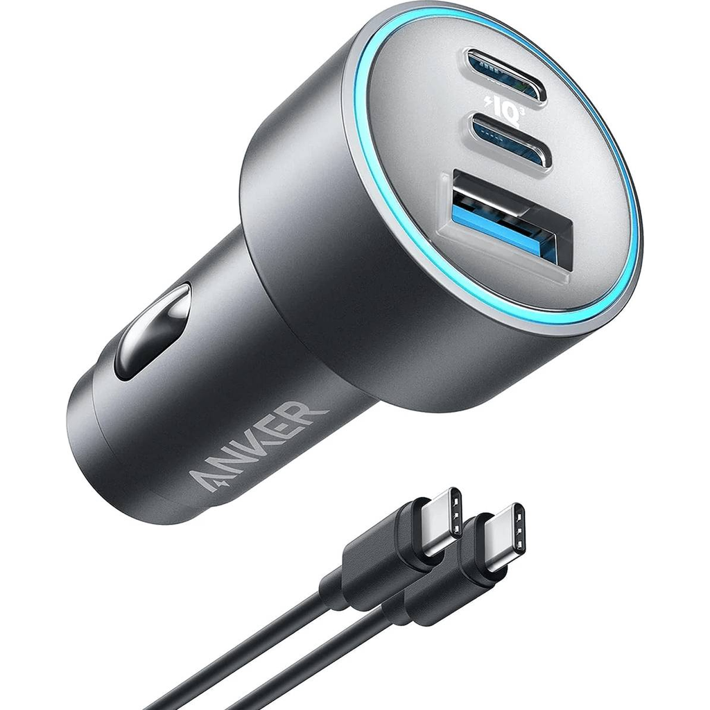 شاحن سيارة Anker 535 بقدرة 67 واط مع كابل USB-C إلى USB-C – رمادي