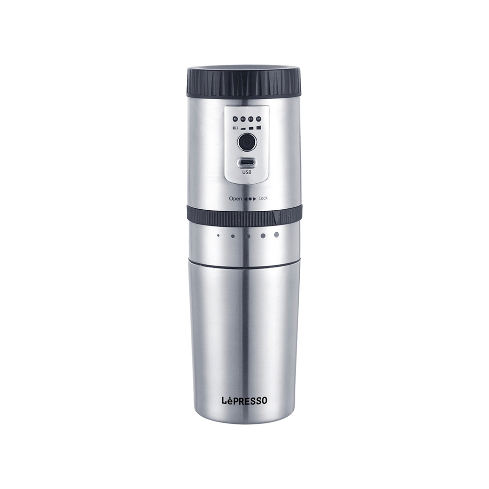 LePresso Portable Mug Burr Grinder Coffee Maker With Stainless Steel Mug