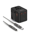 Porodo GaN Universal Travel Multi-Port Quick Charger Built-In 4-In-1 Braided Cable – Black