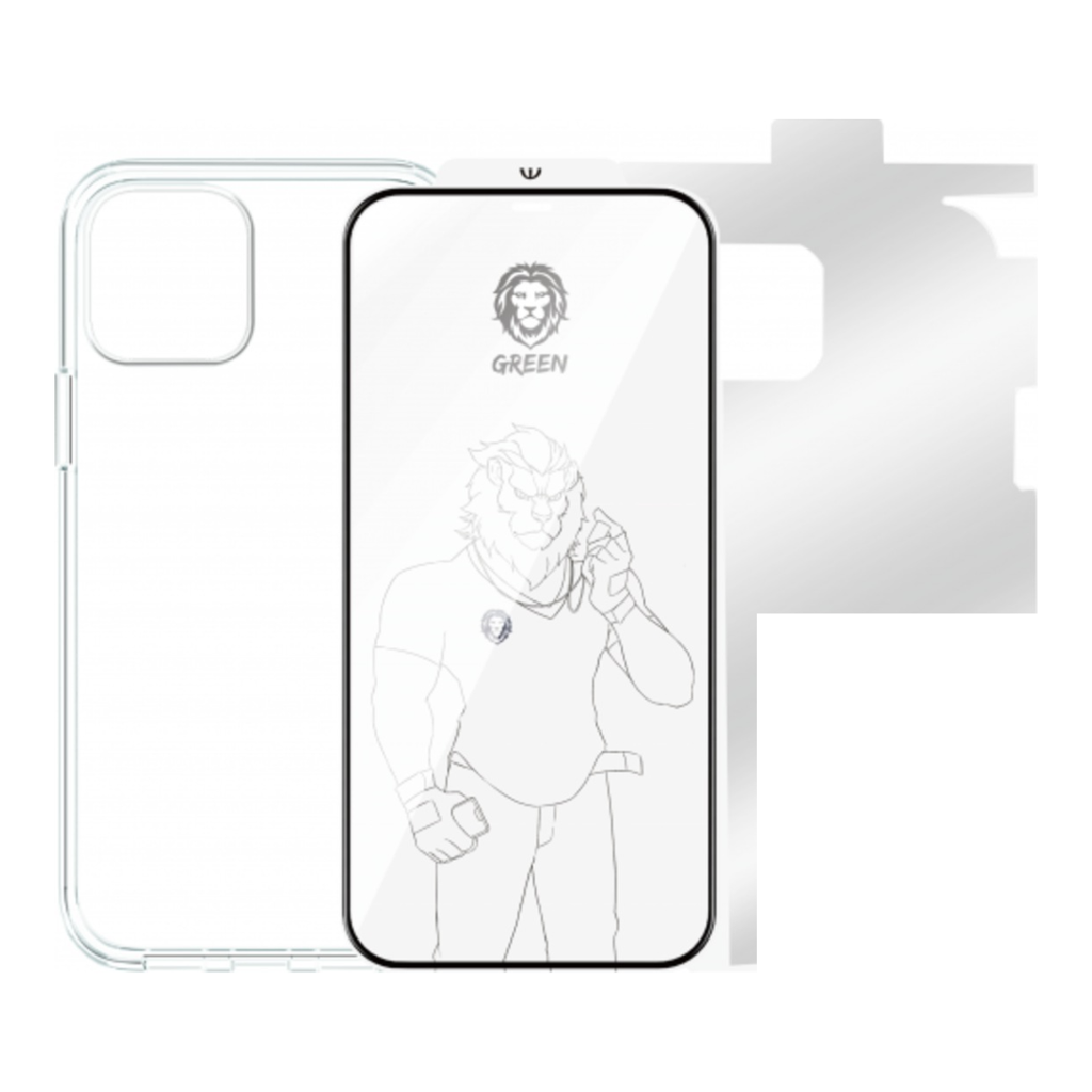 Green Lion 4-in-1 360° Protection Pack for iPhone 12 Pro Max – Black