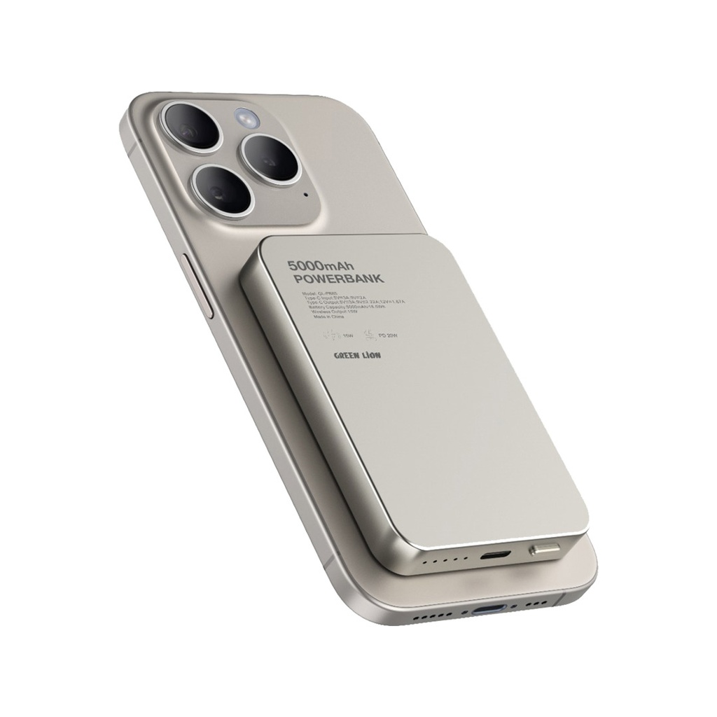  Green Lion GL-MAG 5 5000mAh Slim Design MagSafe Power Bank - Titanium
