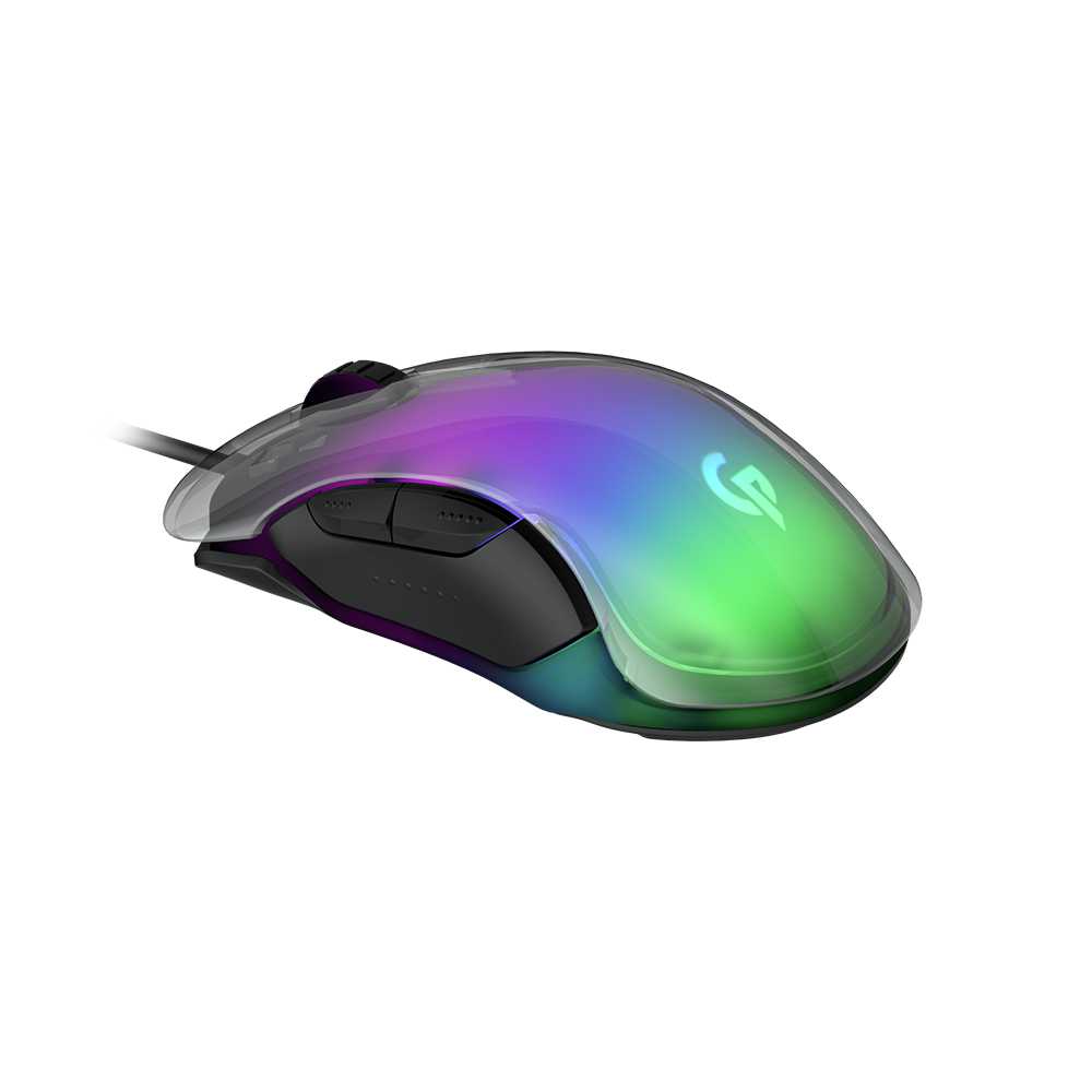 Porodo Gaming Mouse RGB 8D Crystal Shell 12800 DPI - Black