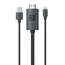 Porodo Braided 2K HDMI Lightning Cable 2M - Black