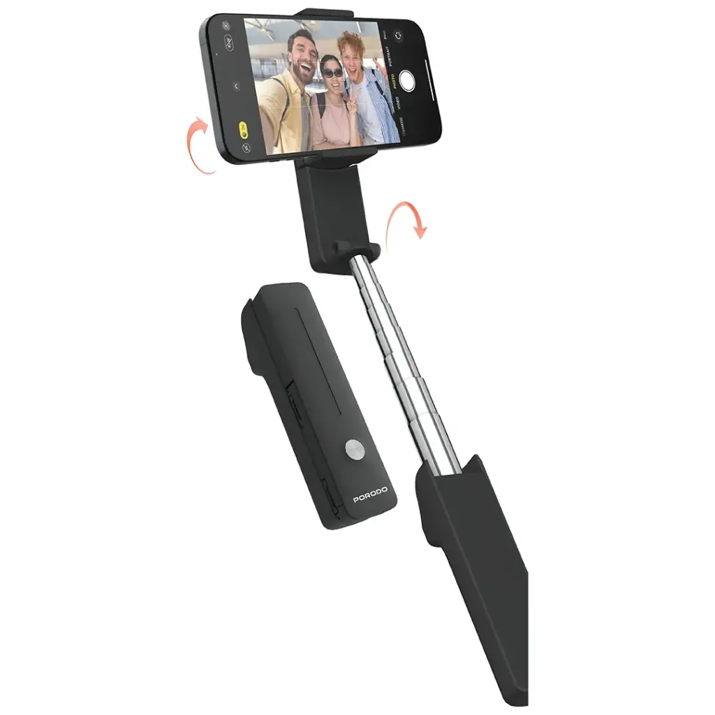 Porodo Lifestyle Ultra-Compact Bluetooth Selfie Stick - Black