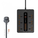 مقبس متعدد المنافذ بورودو 6 تيار متردد 5 USB وUSB-C PD - أسود