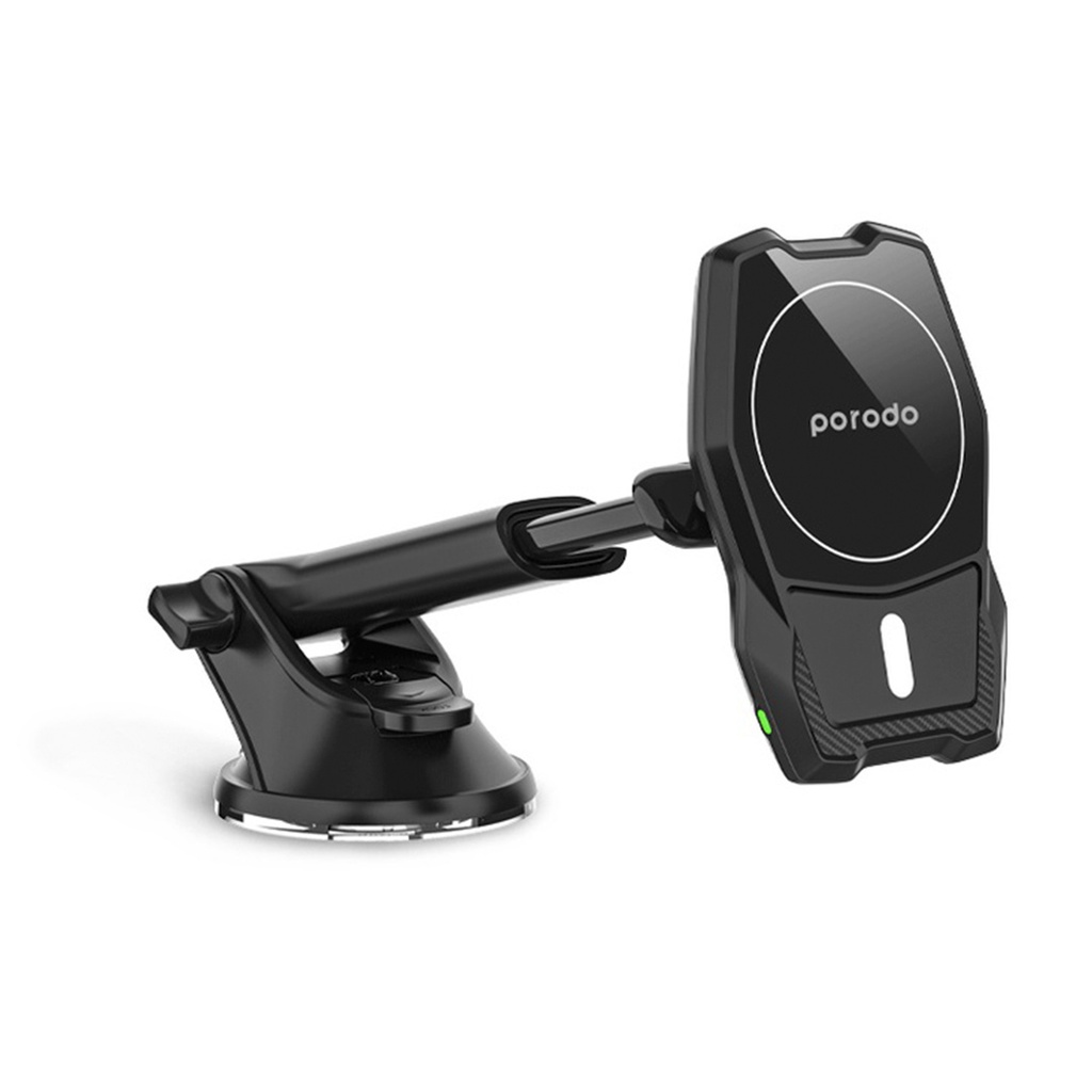 Porodo Mobile Holder Wireless Car Mount Dual Stand Combo, Black