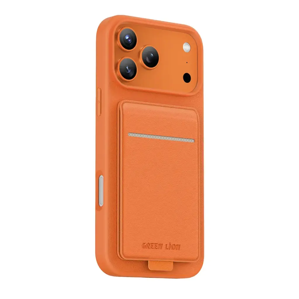 Green Lion Regal MagSafe Leather Case with Card Holder for iPhone 17 Pro - Cosmic Orange