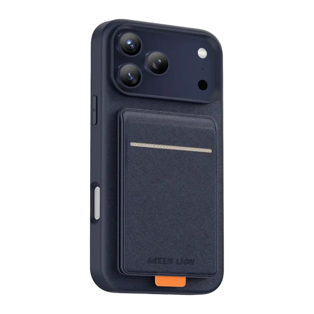Green Lion Regal MagSafe Leather Case with Card Holder for iPhone 17 Pro – Deep Blue