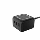 محطة شحن سطح المكتب من بورودو بثلاثة منافذ USB، شاحن لاسلكي سريع 15 وات PD 30 وات - أسود