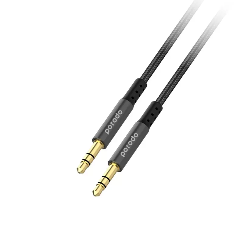 Porodo Metal Braided AUX Cable 1.2M 3.5mm Jack - Black