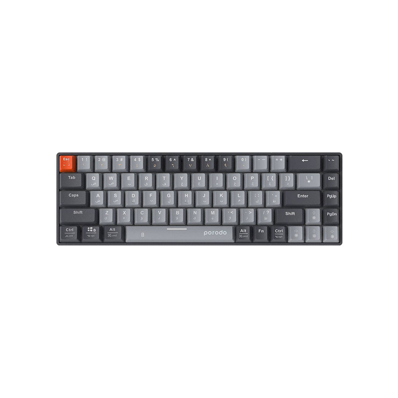 Porodo 68-Keys Wireless Mechanical Keyboard (English/Arabic) Ergonomic Stylish