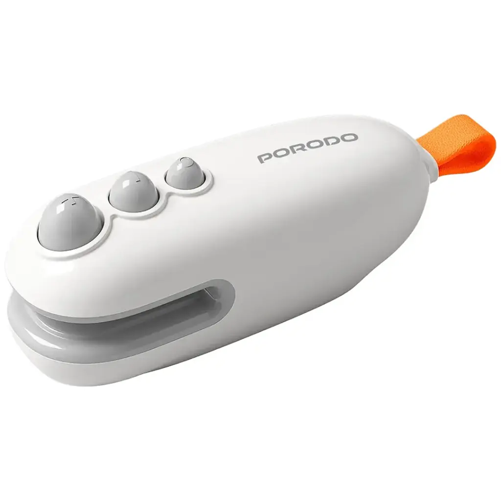 Porodo Lifestyle 2-In-1 Magnetic Mini Sealer & Cutter With Rechargeable Battery - White